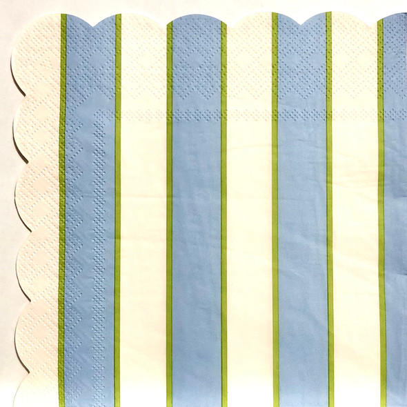 20 Paper Napkins – Riviera Stripe – Ecru/Blue – 33x33cm Luncheon