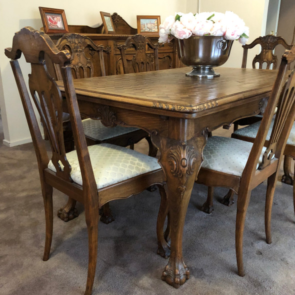 French Provincial Solid Oak 9 pcs Dining Suite – Complete Set