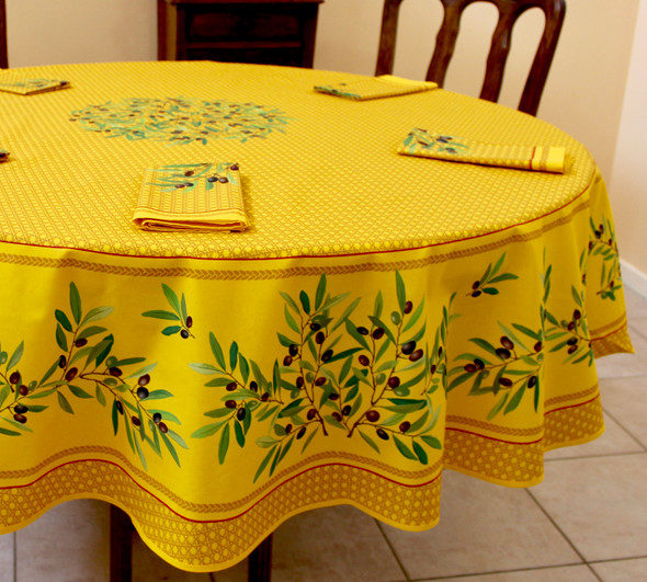 yellow olives round tablecloths