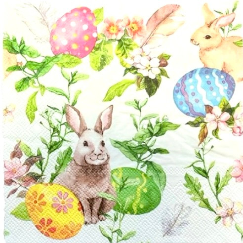 20 Paper Napkins – Easter Bunny & Eggs – 33x33cm Luncheon