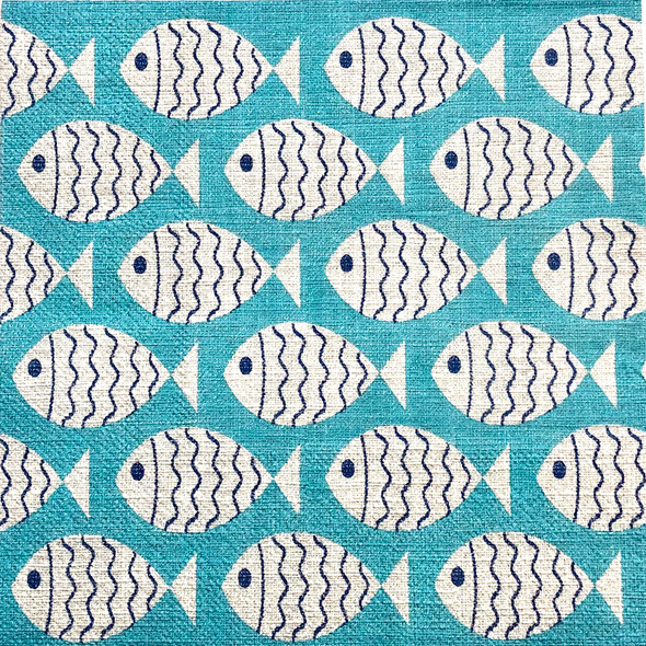 20 Paper Napkins – Coastal Fish Pattern – 33x33cm Luncheon