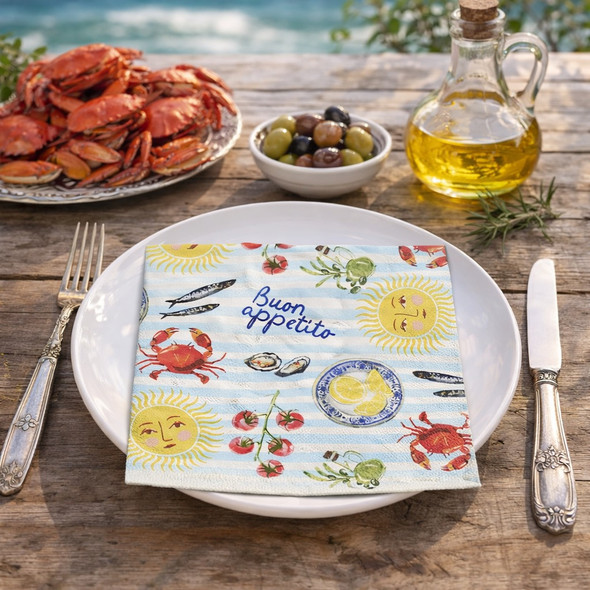 Italian food seafood paper napkins 33x33cm buon appetito serviettes