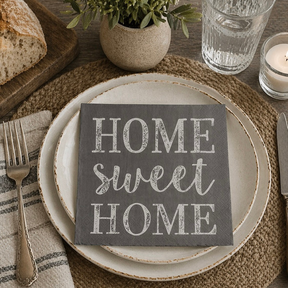 home sweet home paper napkins 33x33cm grey quote serviettes