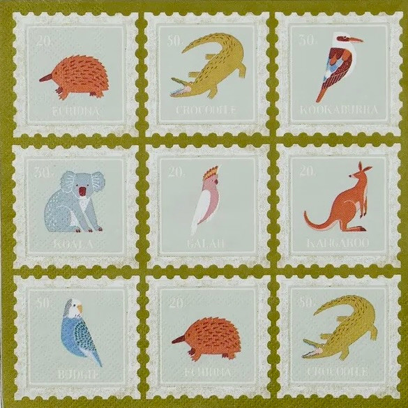 20 Paper Napkins – Australian Animals & Birds – 33x33cm Luncheon