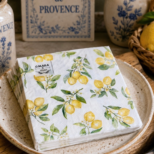 provence lemons paper napkins 33x33cm french country serviettes
