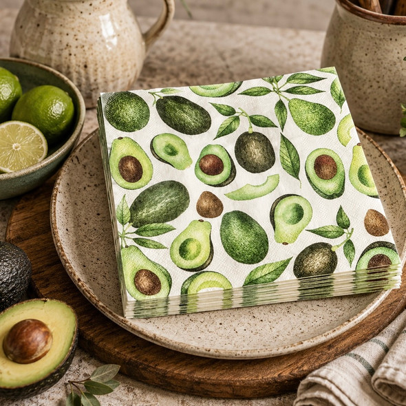 avocado paper napkins 33x33cm green modern luncheon serviettes