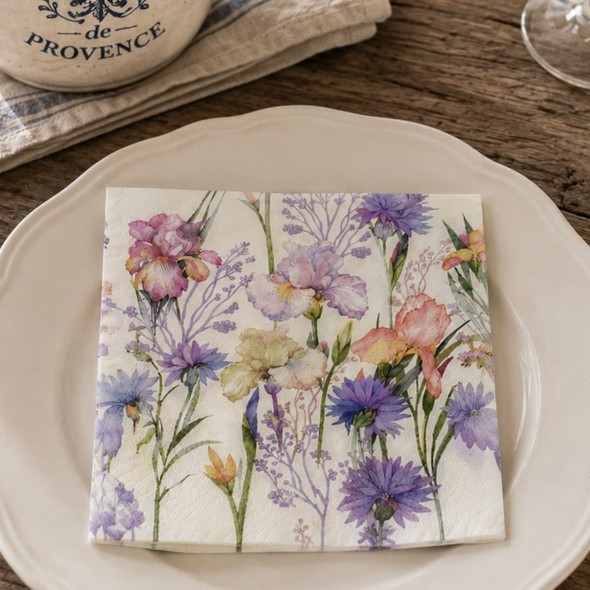 wildflower paper napkins 33x33cm purple floral meadow luncheon serviettes