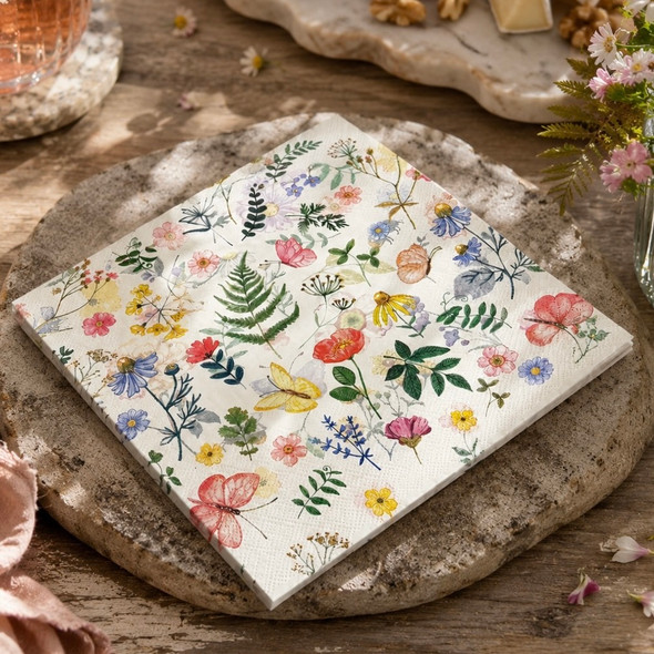 wildflower butterfly paper napkins 33x33cm floral luncheon serviettes