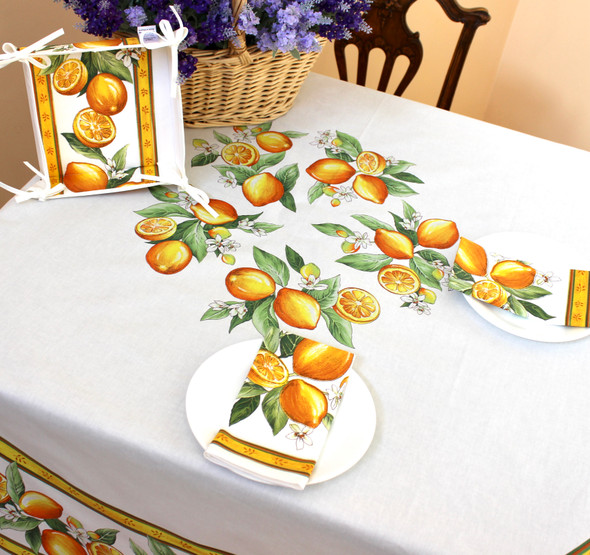 Lemon White French Serviette Napkin Made in France