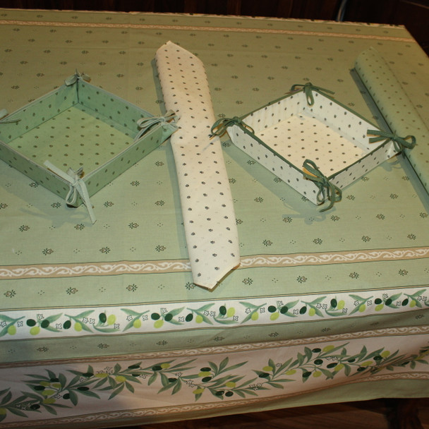 Ramatuelle Green / Ecru French Serviette Napkin Made in France