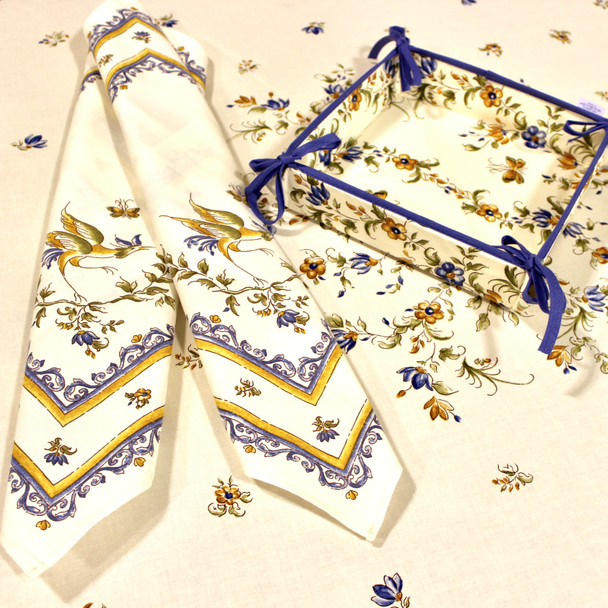 Moustiers Blue French Tablecloth 155x250cm 8Seats Made in France