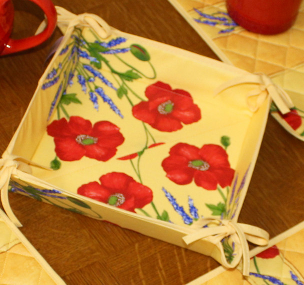 180cm Round French Tablecloth Cotton Poppy Yellow Made in France