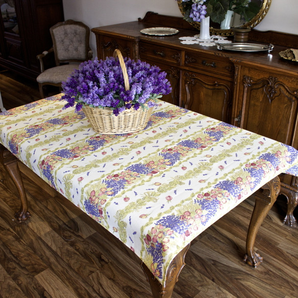 Lavender & Roses 155x120cm  4-6Seats Small Tablecloth Made in France