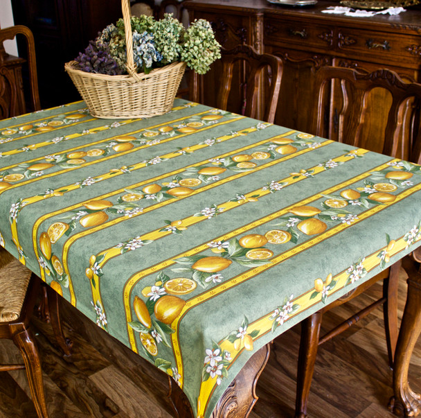 Lemon Green 155x120cm 4-6Seats Small Tablecloth Made in France