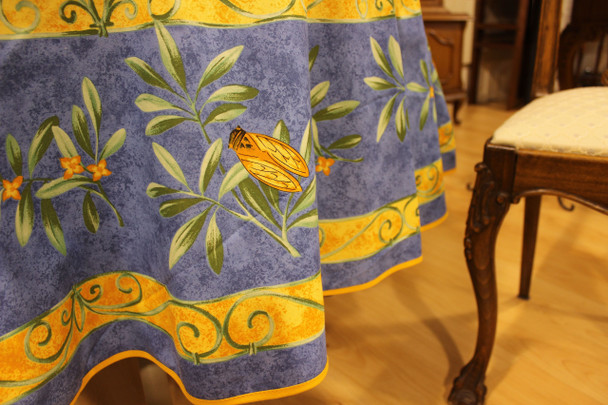 Cicada French Tablecloth Round180cm COATED Made in France