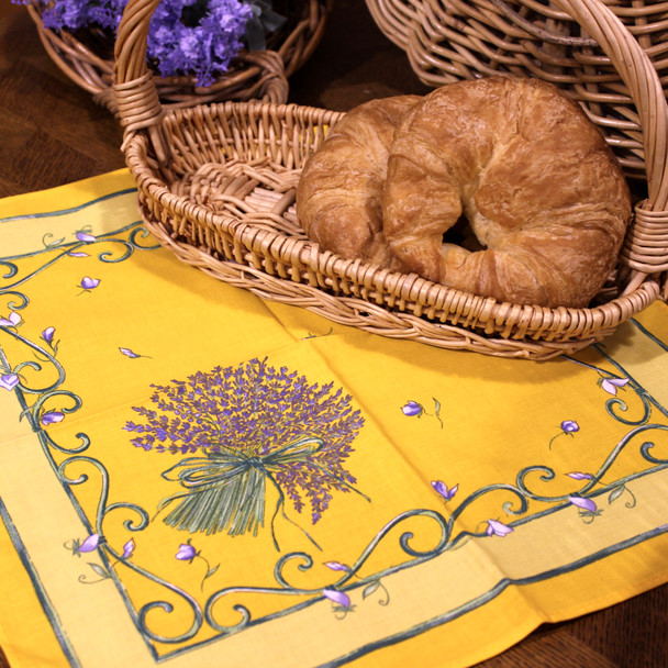 Lavender Yellow Linear French Tablecloth 155x250cm 8seats Made in France