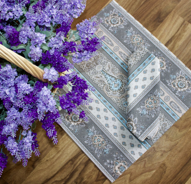 Marat Avignon Bastide Turquoise 155x350cm 12seats COATED French Tablecloth Made in France