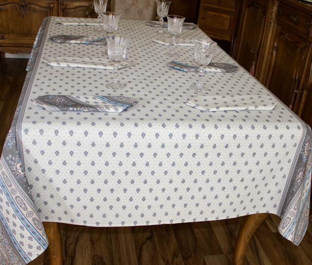 Marat Avignon Bastide Turquoise 155x350cm 12seats COATED French Tablecloth Made in France