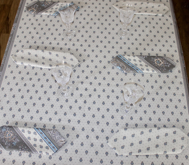 Marat Avignon Bastide Turquoise 155x350cm 12seats COATED French Tablecloth Made in France