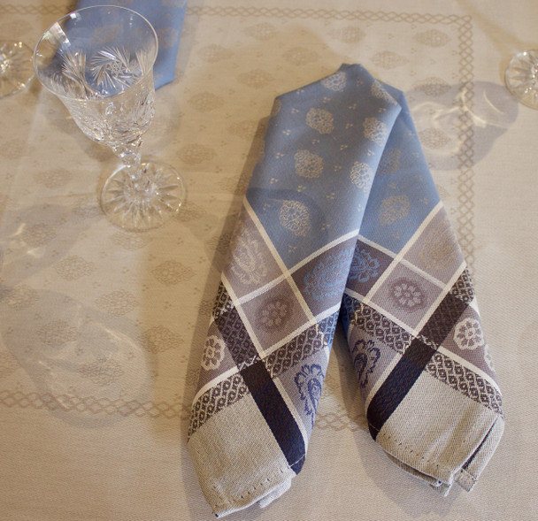 Vaucluse Blue French Jacquard Napkin Made in France