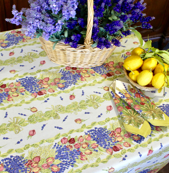 Lavener&Roses Square Tablecloth 150x150cm Made in France