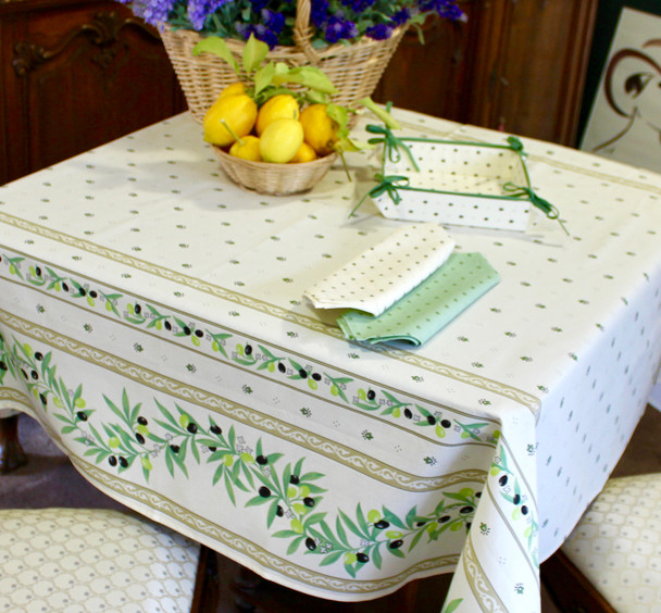 Ramatuelle Ecru Square Tablecloth 150x150cm Made in France