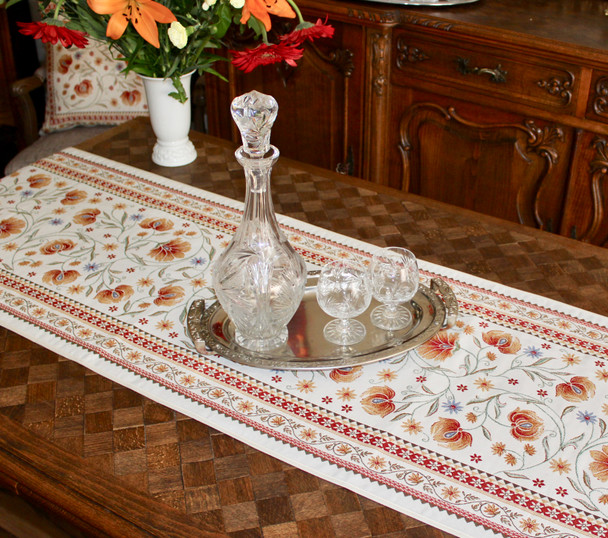 Sillans Rust 49x160cm French Thick Jacquard Tapestry Style Runner Made in France