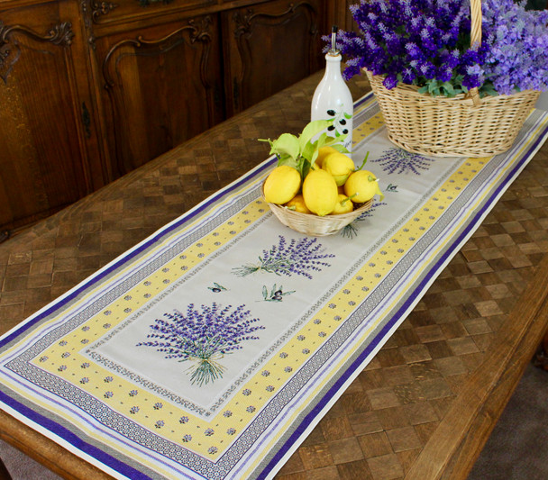 Castillon Yellow 49x162cm French Thick Tapestry Style Jacquard Runner Made in France