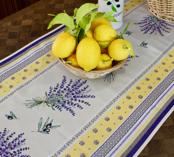 Castillon Yellow 49x162cm French Thick Tapestry Style Jacquard Runner Made in France