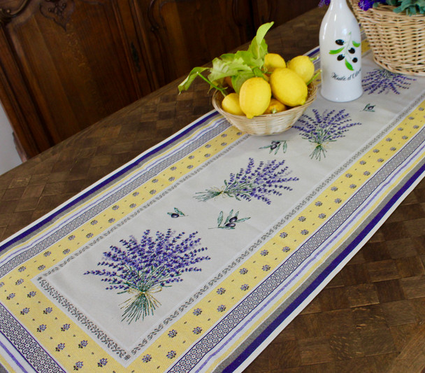 Castillon Yellow 49x162cm French Thick Tapestry Style Jacquard Runner Made in France