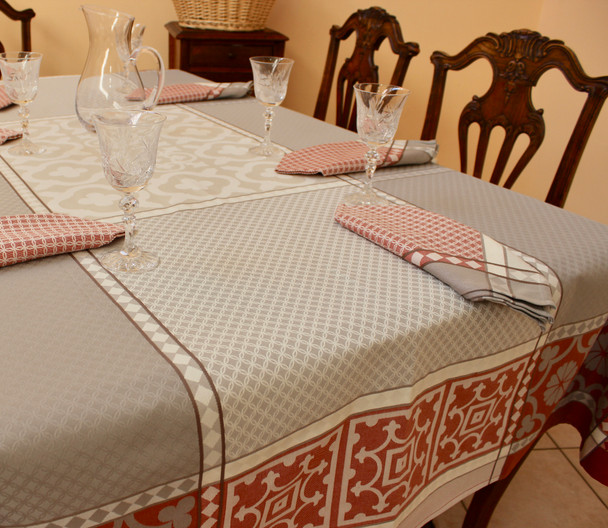 Marius Rust Jacquard French Tablecloth 160x250cm 8seats Made in France