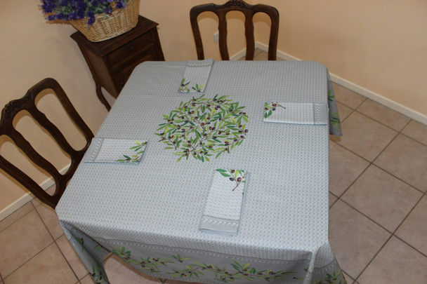 Nyons Grey Square Tablecloth 150x150cm Made in France