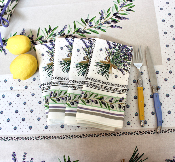 200 x 150 cm – 6 seats – Rectangular French Tablecloth – Coated – Lauris Ecru – Made in France