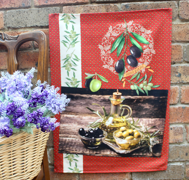 Olivade Red Tea Towel Made in France