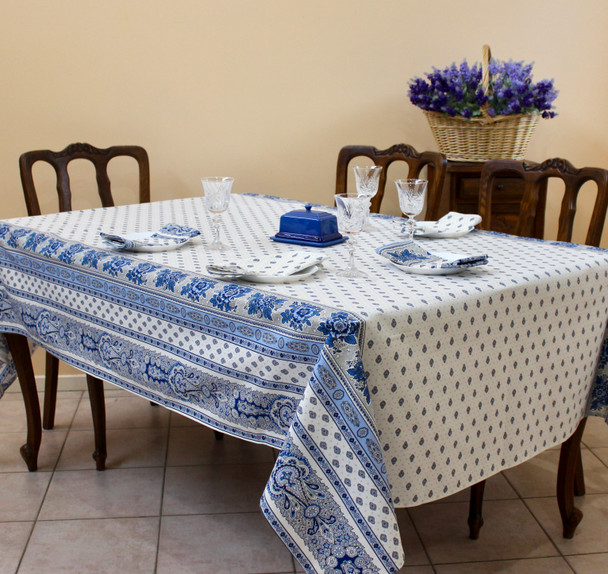Marat Avignon Bastide White French Tablecloth 155x300cm 10Seats COATED Made in France
