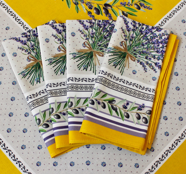 Lauris Yellow155x350cm 12seats COATED French Tablecloth Made in France