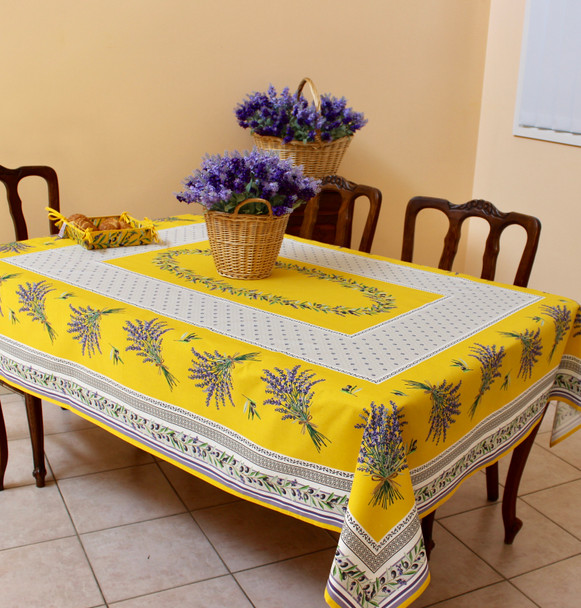 Lauris Yellow 155x350cm 12Seats French Tablecloth Made in France 