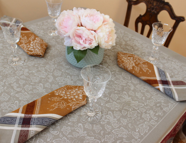 Coteau Cinnamon 160x160cm SquareJacquard French Tablecloth Made in France 