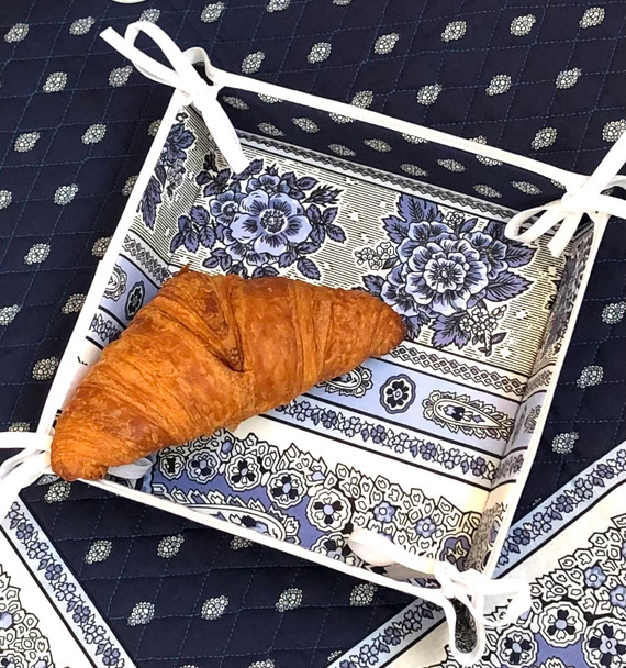 Reversable French Bread Basket Marat Bastide Navy Made in France