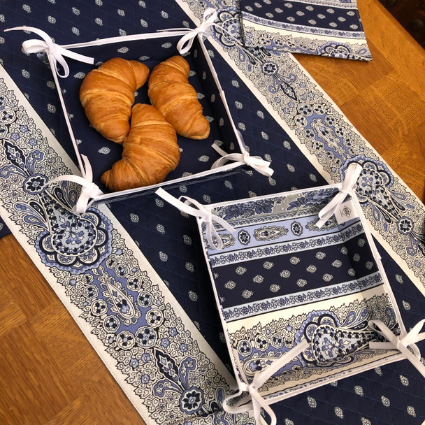 Reversable French Bread Basket Marat Bastide Navy Made in France