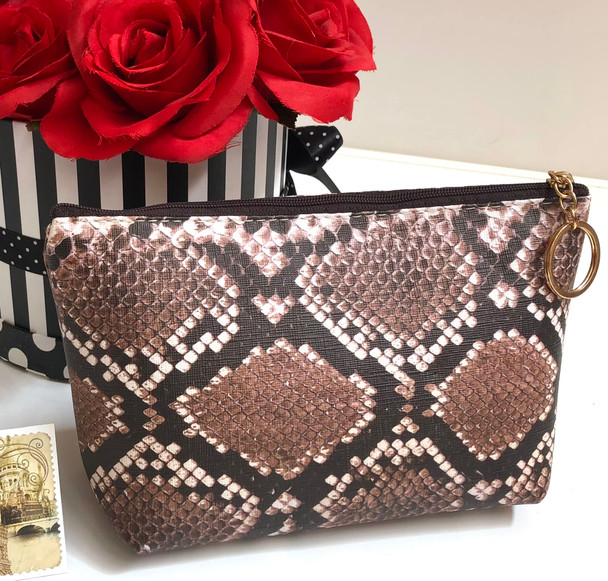Chic Cosmetic Bag - Brown Snake 