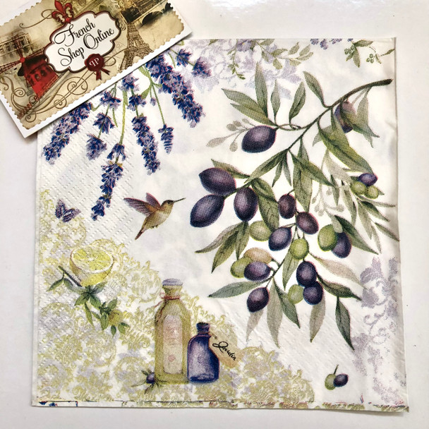 20 Paper Napkins Lavender and Olives from Provence 33x33cm