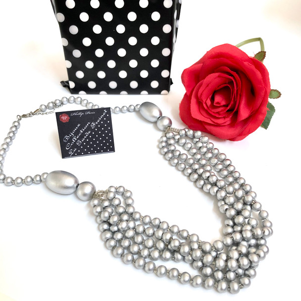 Silver Wood Necklace 34cm long +5cm extension