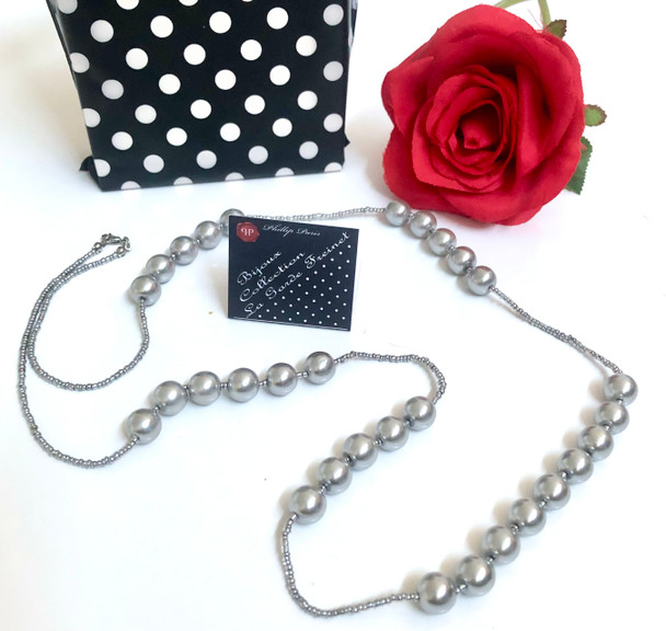 Silver Pearls Necklace 48cm long 