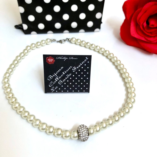 Coco Crystal Yellow Pearls Necklace 21cm long 