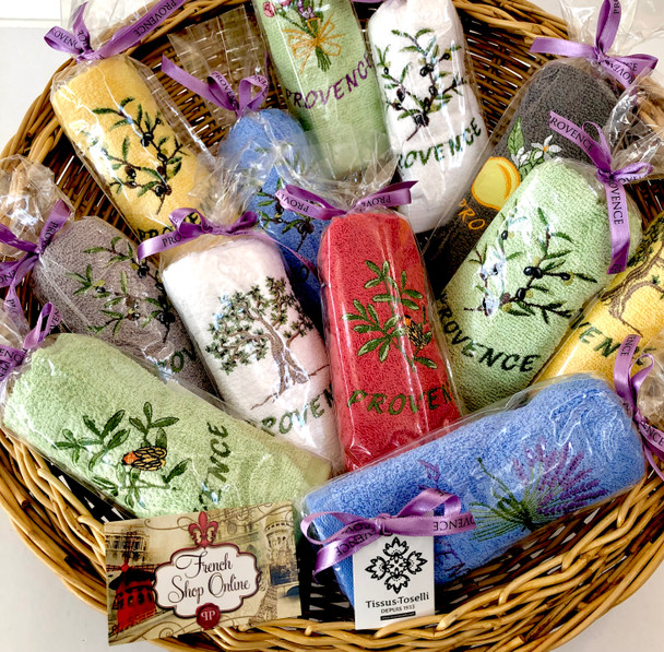 Guest Hand Towel Embroidered Yellow Olive Tree