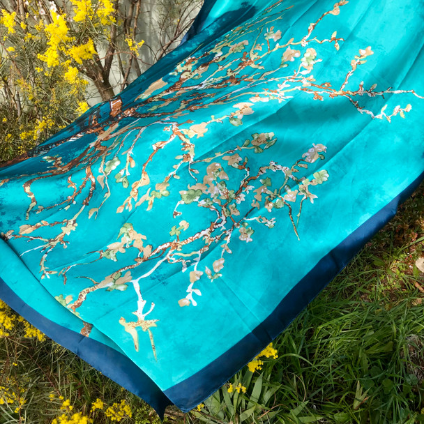 Silk Scarf Shawl Almond Blossom Vincent van Gogh in GIFTBOX