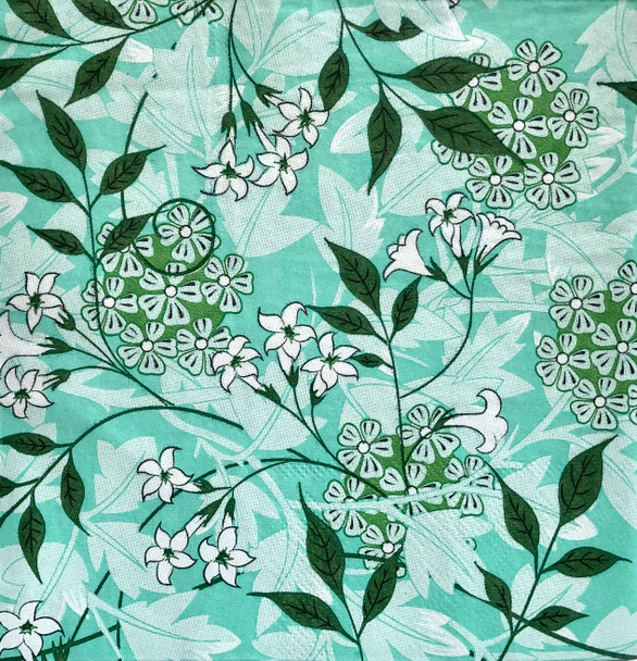 William Morris jasmine floral paper napkins with Arts and Crafts botanical design, 33x33cm luncheon napkins