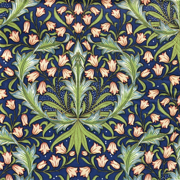 William Morris Tinkerbell paper napkins with Arts and Crafts floral pattern on deep blue background, 33x33cm luncheon napkins