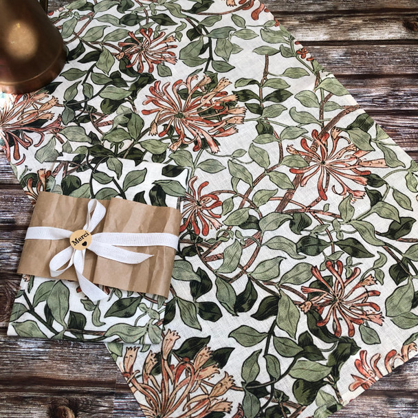 William Morris Honeysuckle 100% European Linen Tea Towel
